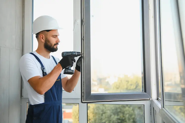 Fabbro di Pronto Intervento Brescia al lavoro su un infisso